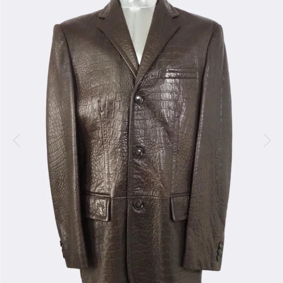Boss Hugo Boss Leather Crocodile Pattern Brown Blazer